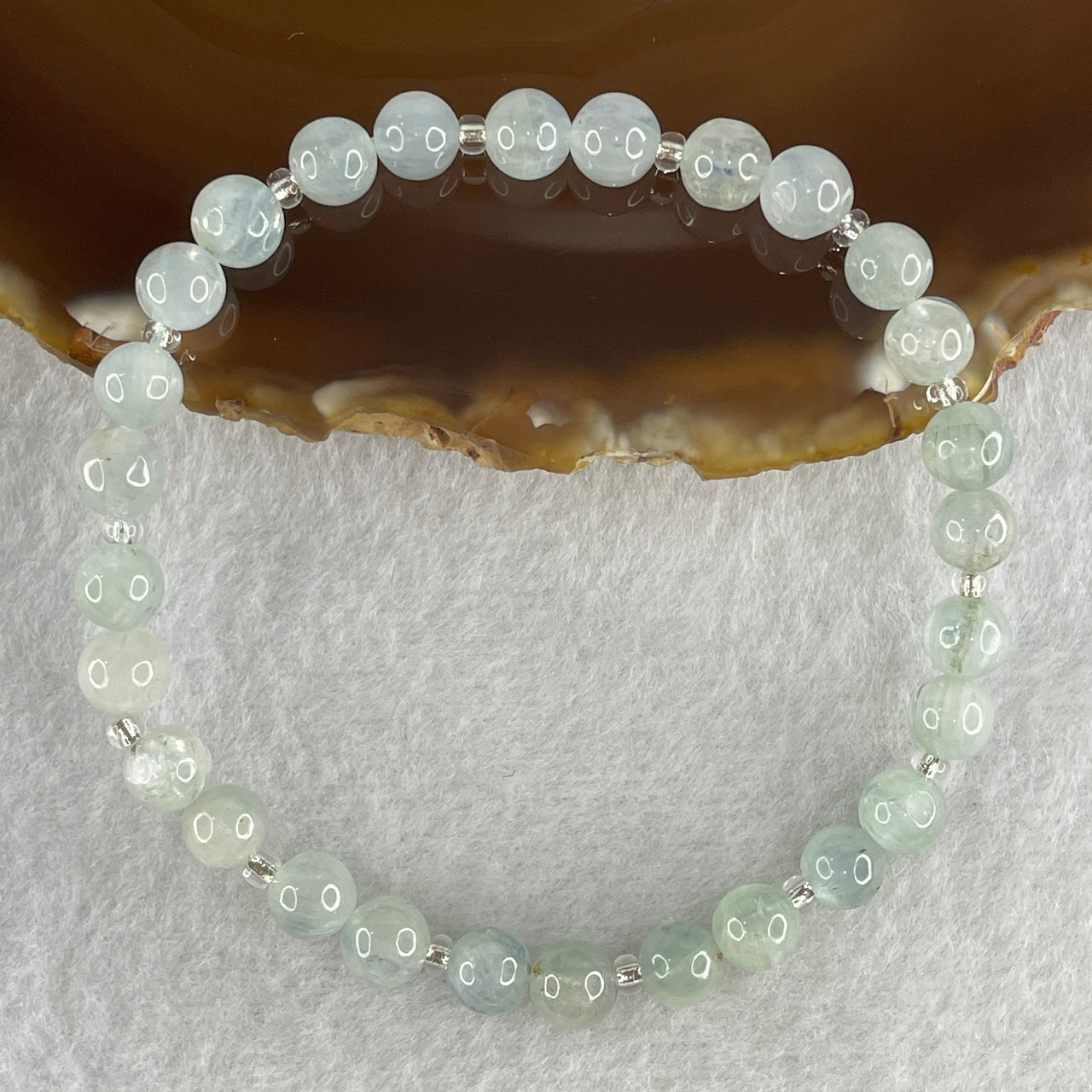Natural Aquamarine Beads Bracelet 14.46g 18cm 6.7mm 28Beads