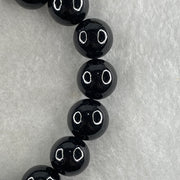 Type A Opaque Black Omphacite Jadeite Beads Bracelet 47.11g 16cm 11.8mm 17 Beads - Huangs Jadeite and Jewelry Pte Ltd