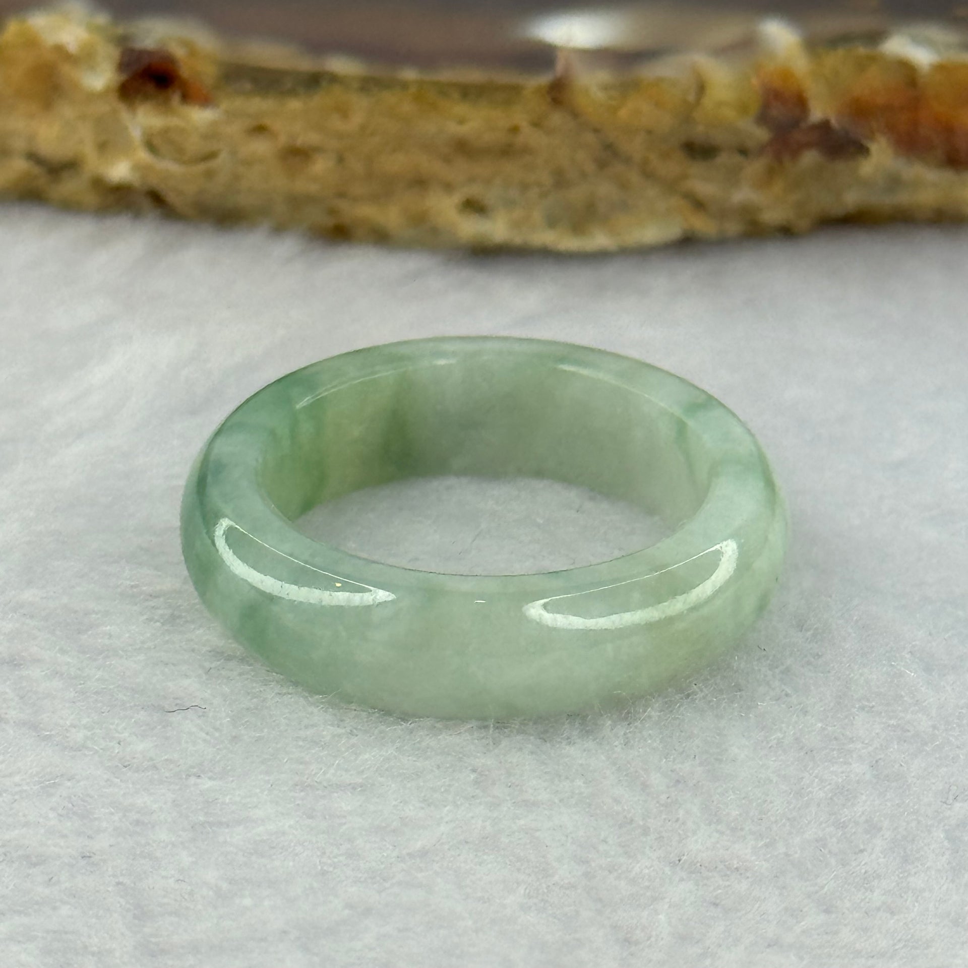 Type A Green Jadeite with Blueish Green Patches Ring 4.04g 5.8 by 3.5mm US7.5 HK16 - Huangs Jadeite and Jewelry Pte Ltd