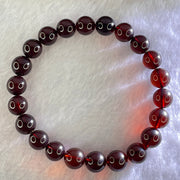 Natural Dark Blood Red Amber Beads Bracelet 天然血珀手链 7.48g 16cm 8.6mm 22 Beads - Huangs Jadeite and Jewelry Pte Ltd