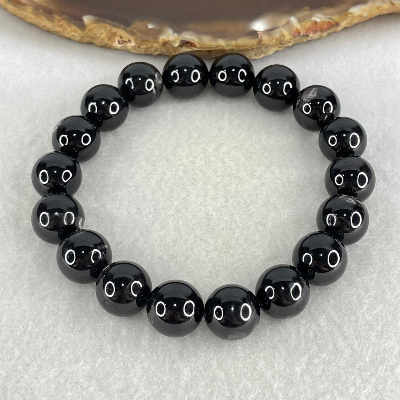 Good Grade Natural Hypersthene Beads  Bracelet 45.13g 17cm 11.4mm 18 Beads - Huangs Jadeite and Jewelry Pte Ltd
