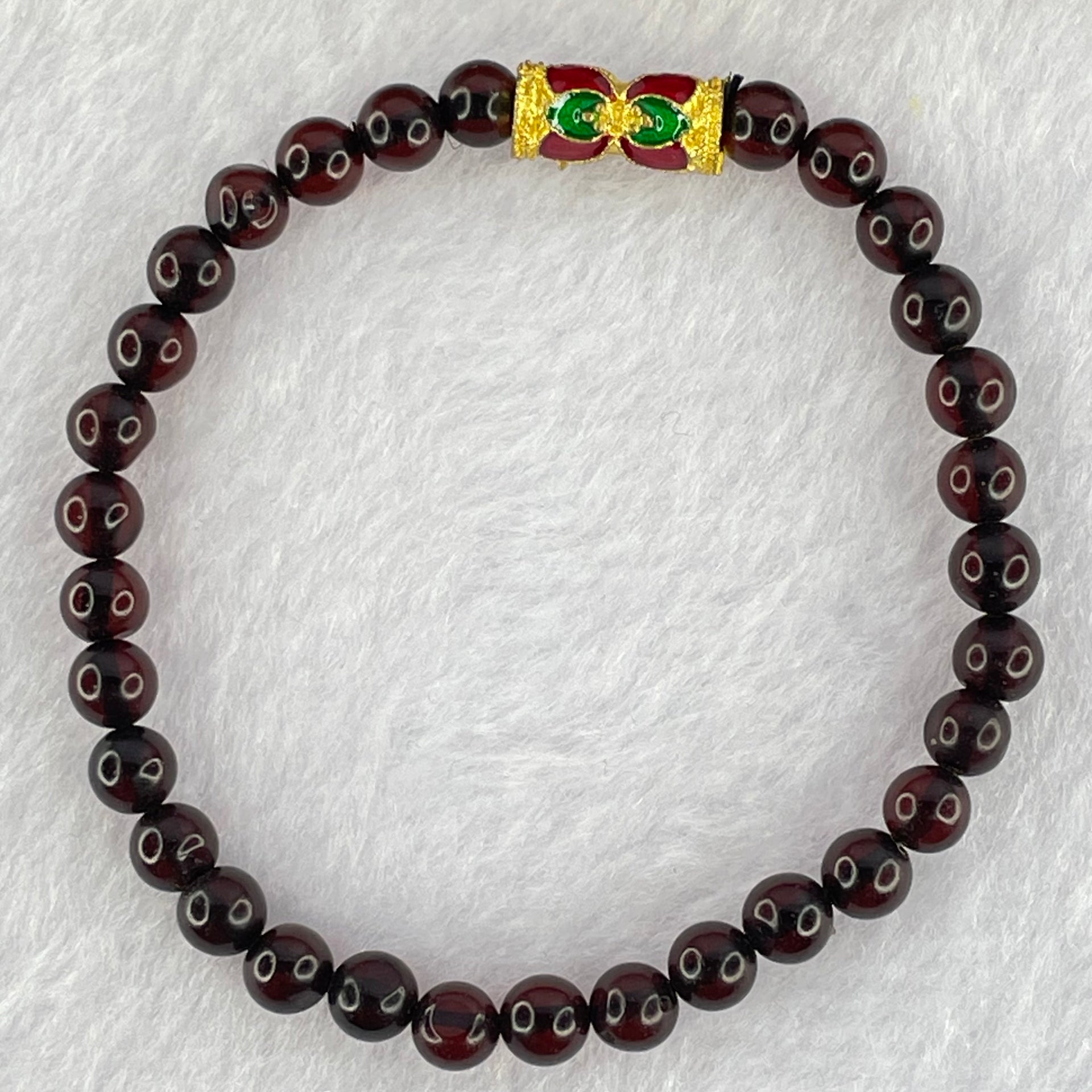Natural Dark Blood Red Amber Beads Bracelet 天然血珀手链  3.95g 15cm 5.4mm 31 Beads - Huangs Jadeite and Jewelry Pte Ltd