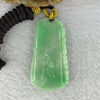 Type A Apple Green Jadeite Bamboo Ruyi Bat Pendent 25.79g 51.6 by 27.5 by 7.7 mm - Huangs Jadeite and Jewelry Pte Ltd
