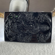 Type A Opaque to Partial Translucent Black Omphacite Jadeite Guan Yin with 5 Dragons Pendant 24.09g 60.5 by 39.6 by 7.8mm - Huangs Jadeite and Jewelry Pte Ltd