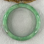 Certified Natural Type A Bright Green with Emerald Green and Brownish Fluorite Piao Hua Jadeite Bangle 55.93g Internal Diameter 57.3mm 13.4 by 8.1mm ( Very Very Slight Internal Line) ( Very Very External Rough) - Huangs Jadeite and Jewelry Pte Ltd