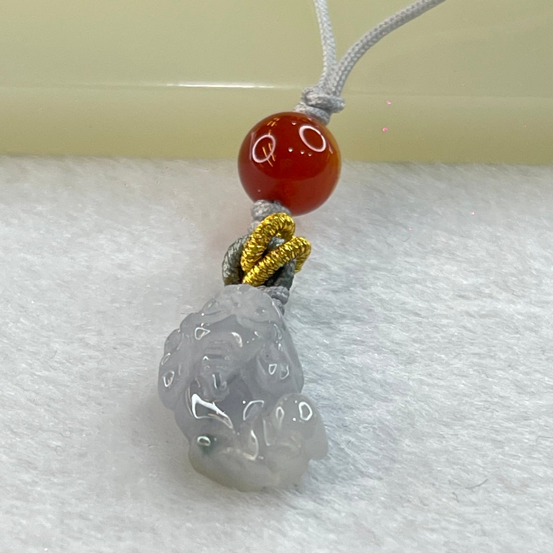 Type A Lavender Jadeite Pixiu Handphone Charm 2.77g 17.5 by 10.3 by 6.6mm - Huangs Jadeite and Jewelry Pte Ltd