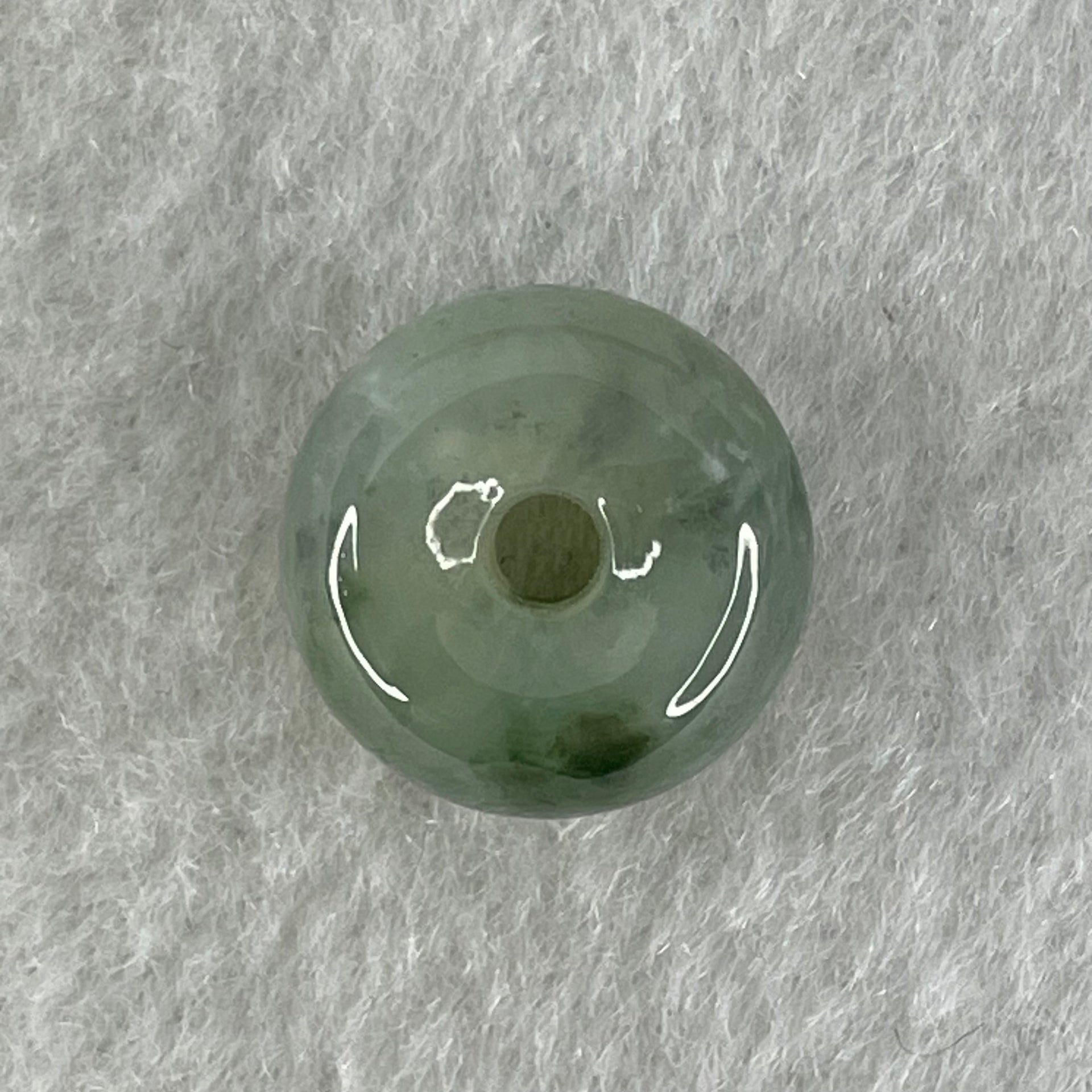 Type A Light Green with Dark Green Patches Jadeite Ping An Kou Charm/Pendant 2.55g 13.1 by 7.3mm - Huangs Jadeite and Jewelry Pte Ltd