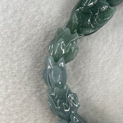 Certified Natural Type A Blueish Green Jadeite Dragon Bracelet 55.07g 16.5cm 16.0mm Dragon Head - 14.0mm 13 Pcs - Huangs Jadeite and Jewelry Pte Ltd