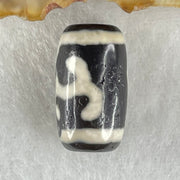 Natural Powerful Tibetan Old Oily Black White Agate Green Tara Dzi Bead Heavenly Master (Tian Zhu) 绿度母天珠 3.94g 19.6 by 11.1mm - Huangs Jadeite and Jewelry Pte Ltd