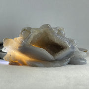 Natural White with Blueish Wuji Grey Agate with white Quartz 3 Legged Toast Display 637.7g 132.0 by 96.0 by 60.0mm - Huangs Jadeite and Jewelry Pte Ltd