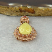 Natural Milk Royal White Amber with Crystals in Rose Gold Color Pendent 3.18g 14.1 by 10.0 by 5.0mm - Huangs Jadeite and Jewelry Pte Ltd