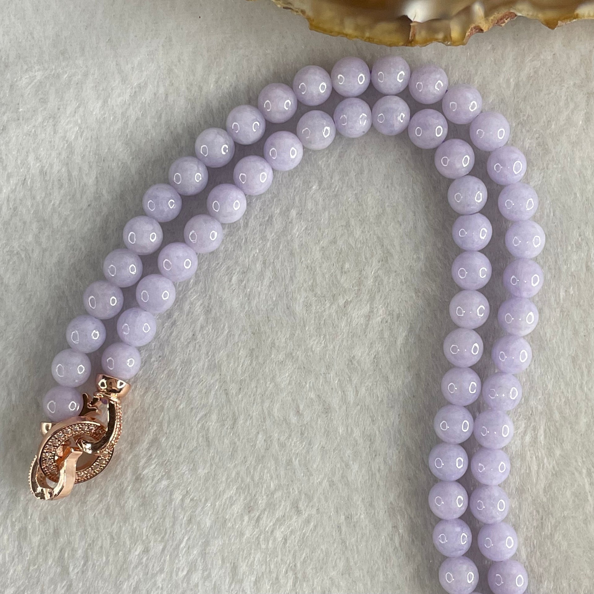 Good Grade Type A Full Lavender Jadeite Beads Necklace 44.65g 64cm 6.1mm 108 Beads - Huangs Jadeite and Jewelry Pte Ltd