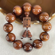 Natural Huang Hua Li Wood 黄花梨 Dalbergia odorifera Chinese Rosewood Beads Bracelet 70.47g 18cm 20.2mm 12 Beads - Huangs Jadeite and Jewelry Pte Ltd