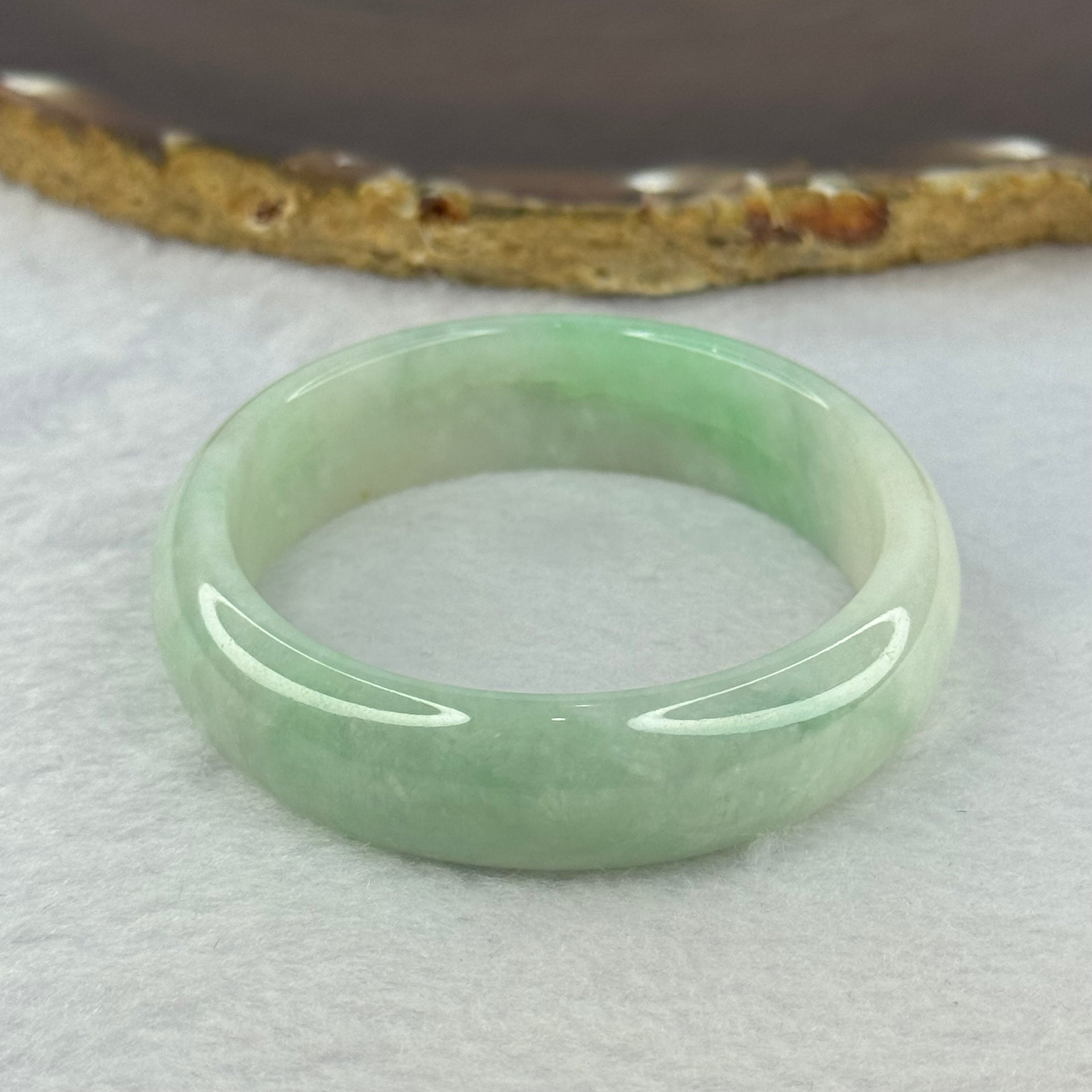 Type A Green Jadeite Oval Bangle 36.75g Internal Diameter 50.2mm 13.4 by 7.2mm (Internal Lines) - Huangs Jadeite and Jewelry Pte Ltd