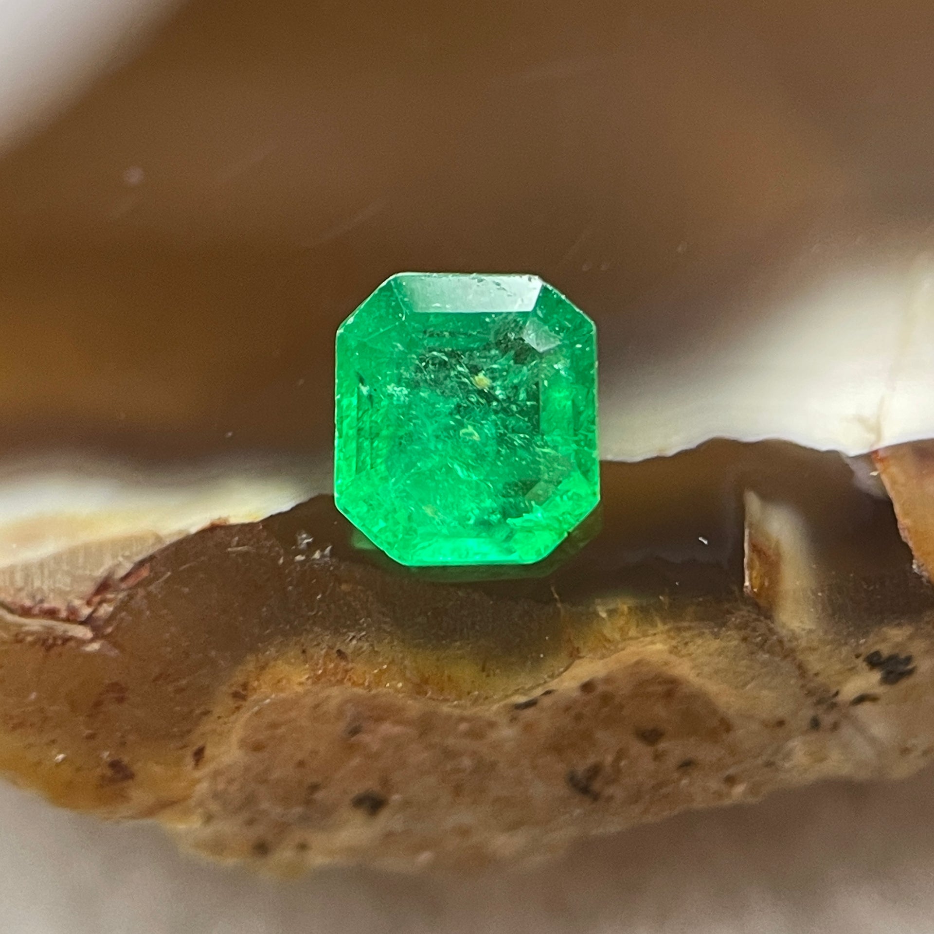 Natural Colombia Vivid Green Emerald (Beryl) Cut-Cornered Rectangular Step cut 0.41ct 5.5 by 4.8 by 2.4mm - Huangs Jadeite and Jewelry Pte Ltd