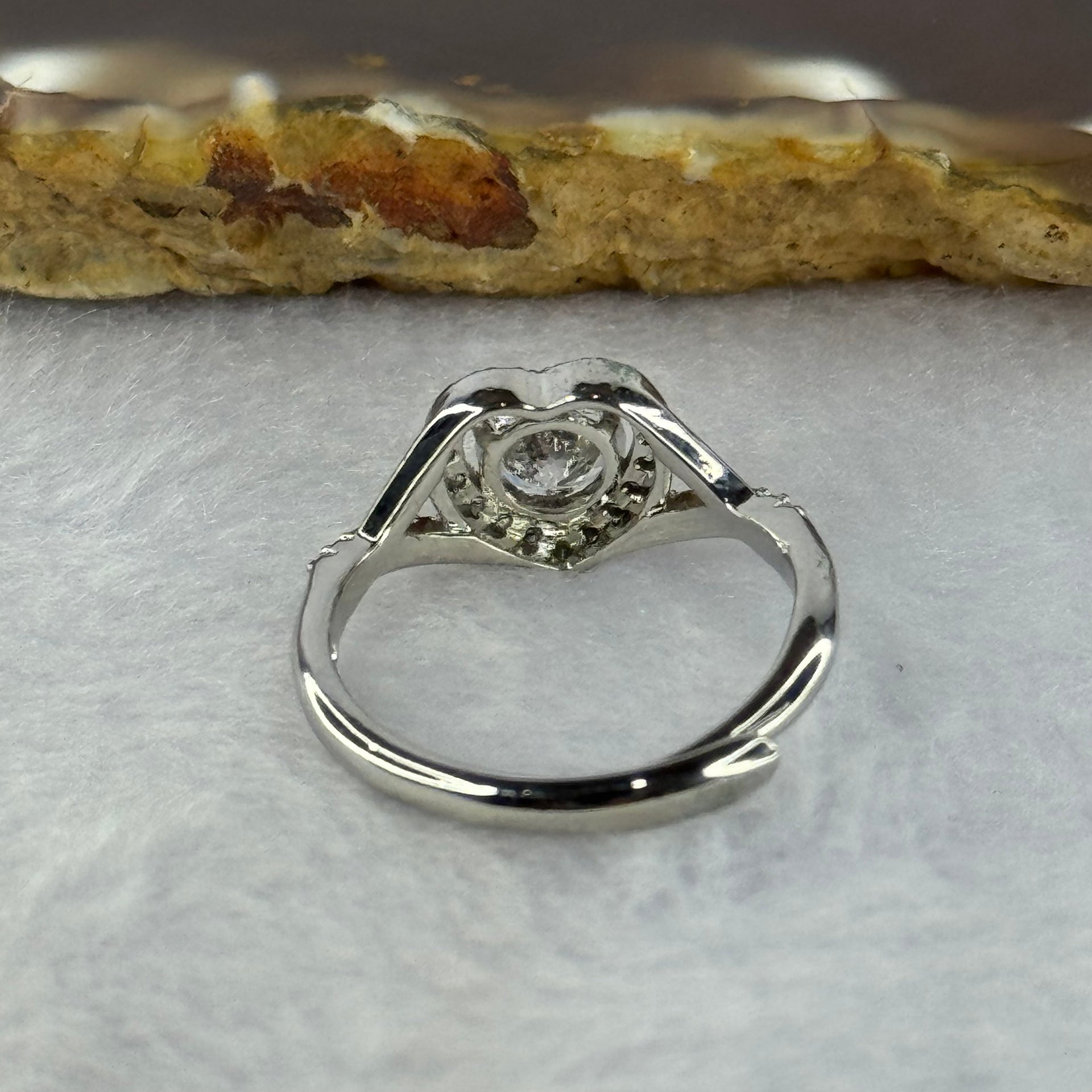 Cubic Zirconia in S925 Sliver Ring (Adjustable Size) 2.56g 6.8 by 6.5 by 3.9mm - Huangs Jadeite and Jewelry Pte Ltd