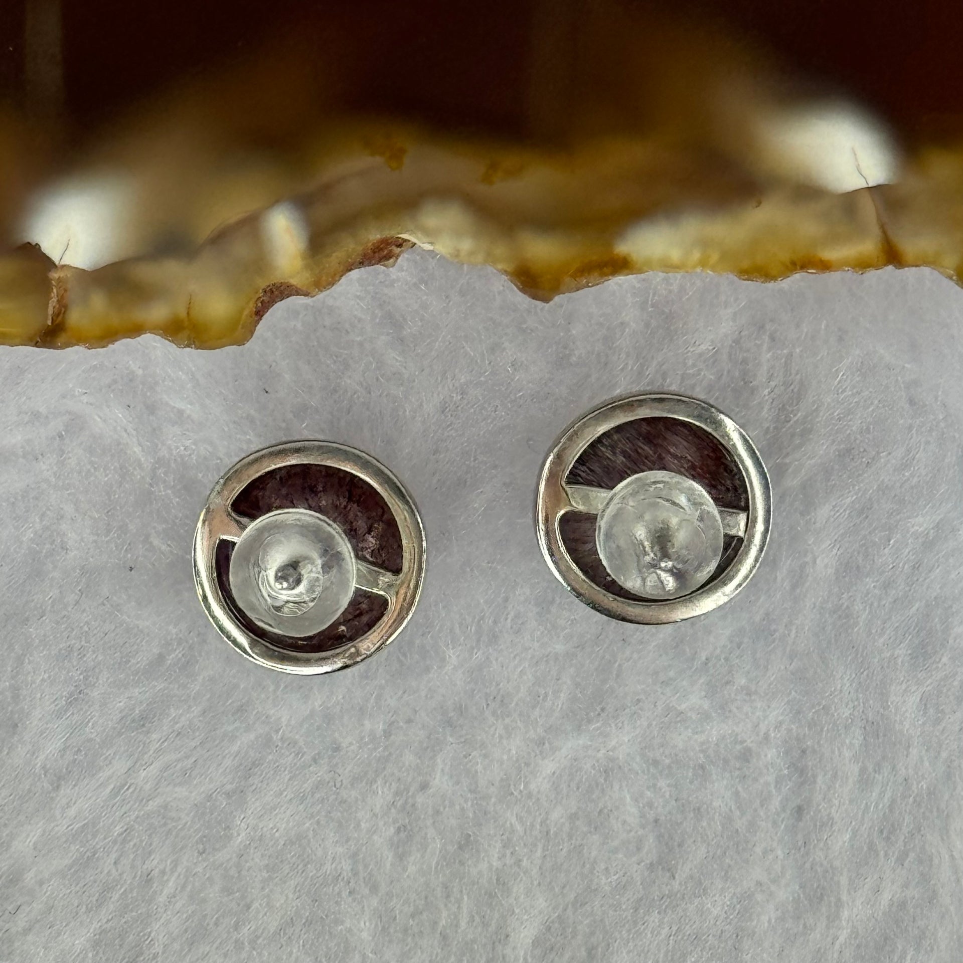 Good Grade Natural Super 7 S925 Silver Earrings 2.28g 8.6 by 5.0mm - Huangs Jadeite and Jewelry Pte Ltd