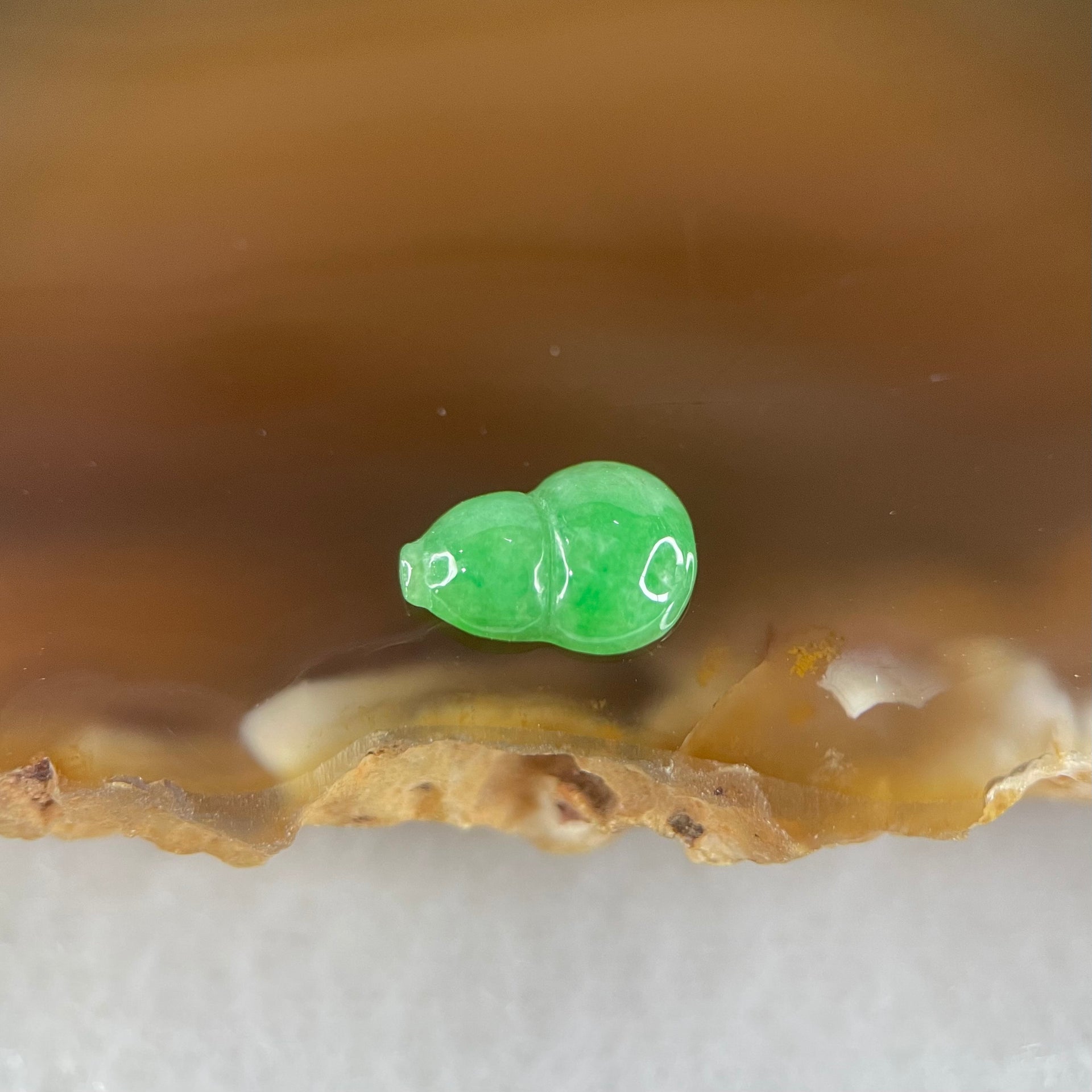 Type A Old Mine Spicy Green Jadeite Hulu Charm Stone For Setting 0.21g 8.5 by 5.5 by 2.2mm - Huangs Jadeite and Jewelry Pte Ltd