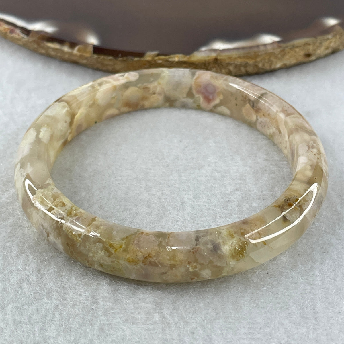 Natural Yellow Flower Agate Set Bangle | Sunny Bloom, Joy & Manifestation Bangle Set (93.40g Total Set Weight | 55.1mm Inner Diameter | 10.7x7.2mm | Close to Perfect |  Synergy, Wealth Bloom, Optimism & Protection Shield)