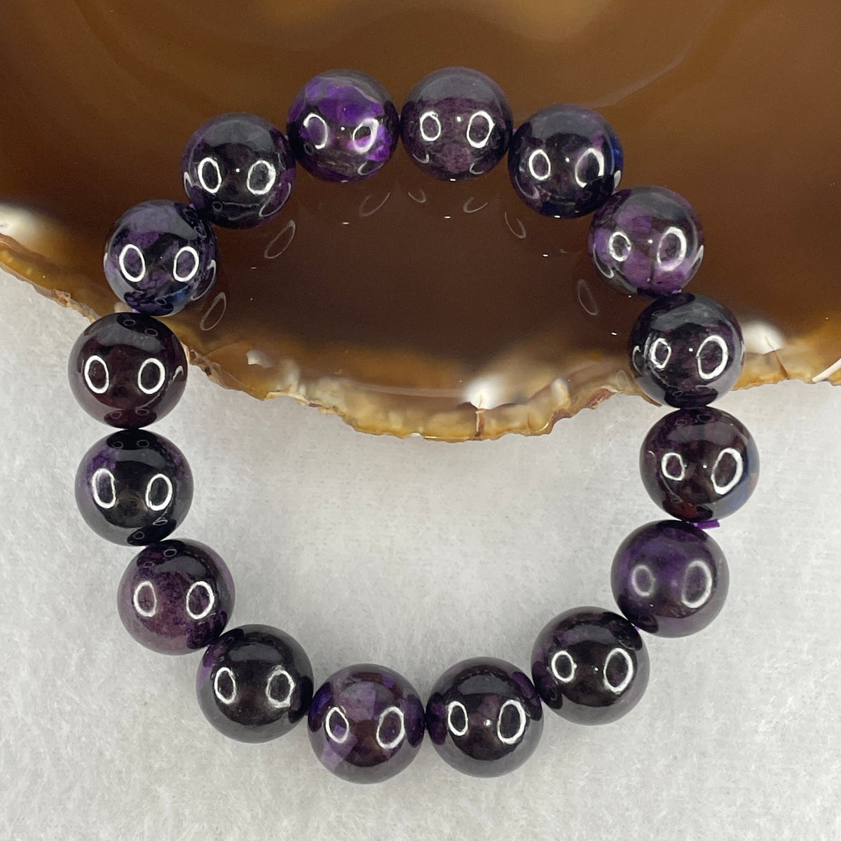 Certified Good Grade Natural Sugilite Beads Bracelet | 13.0mm Imperial Violet Healing Amulet (56.382g | 16.5cm Wrist | 16 Beads)