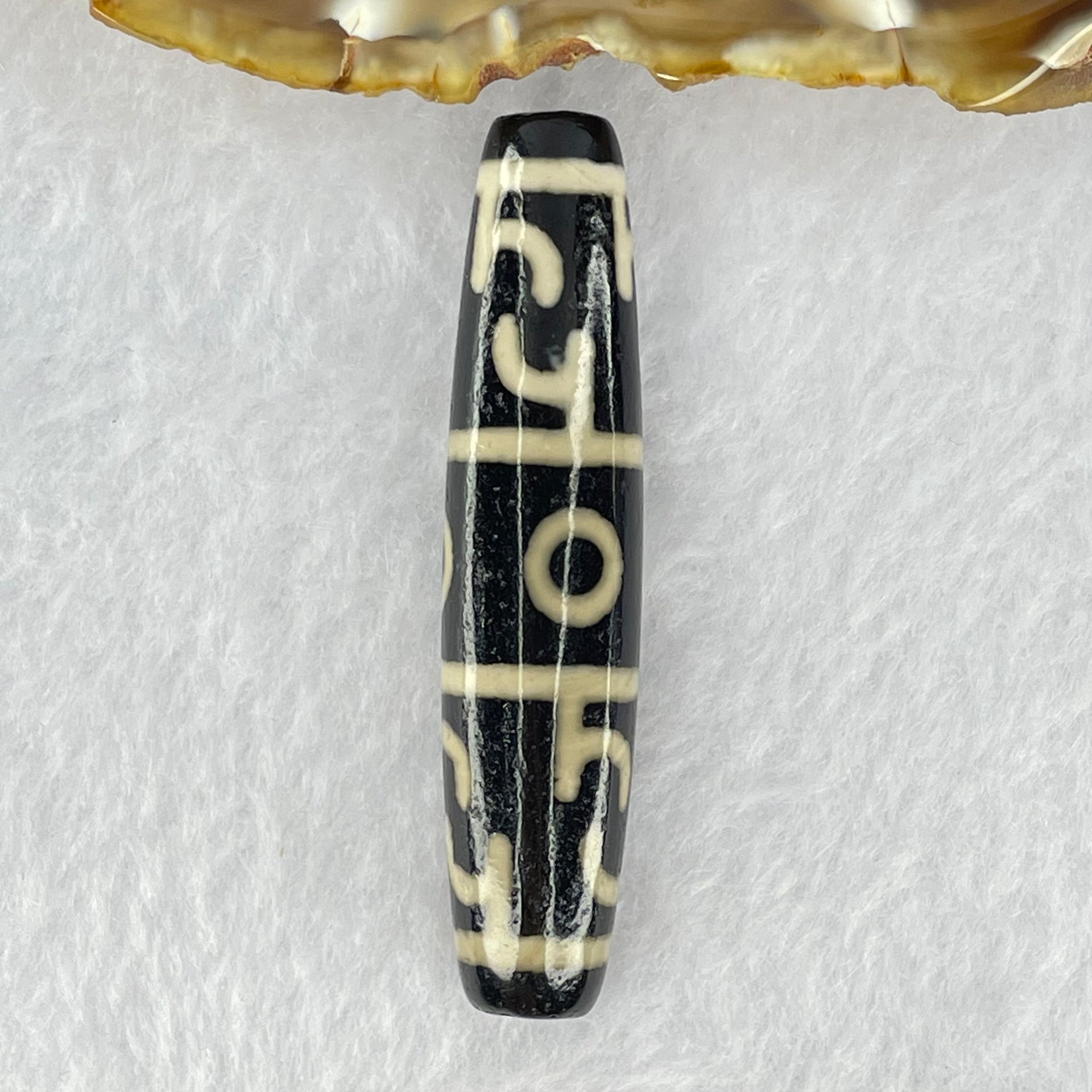 Natural Powerful Tibetan Old Oily Agate 3 Eyes Dzi Bead Heavenly Master (Tian Zhu) 三眼天诛 15.54g 59.1 by 13.1mm - Huangs Jadeite and Jewelry Pte Ltd