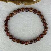 Natural Copper Rutilated Quartz Beads Bracelet 天然銅髮晶手镯 13.93g 16cm 7.4mm 27 Beads - Huangs Jadeite and Jewelry Pte Ltd