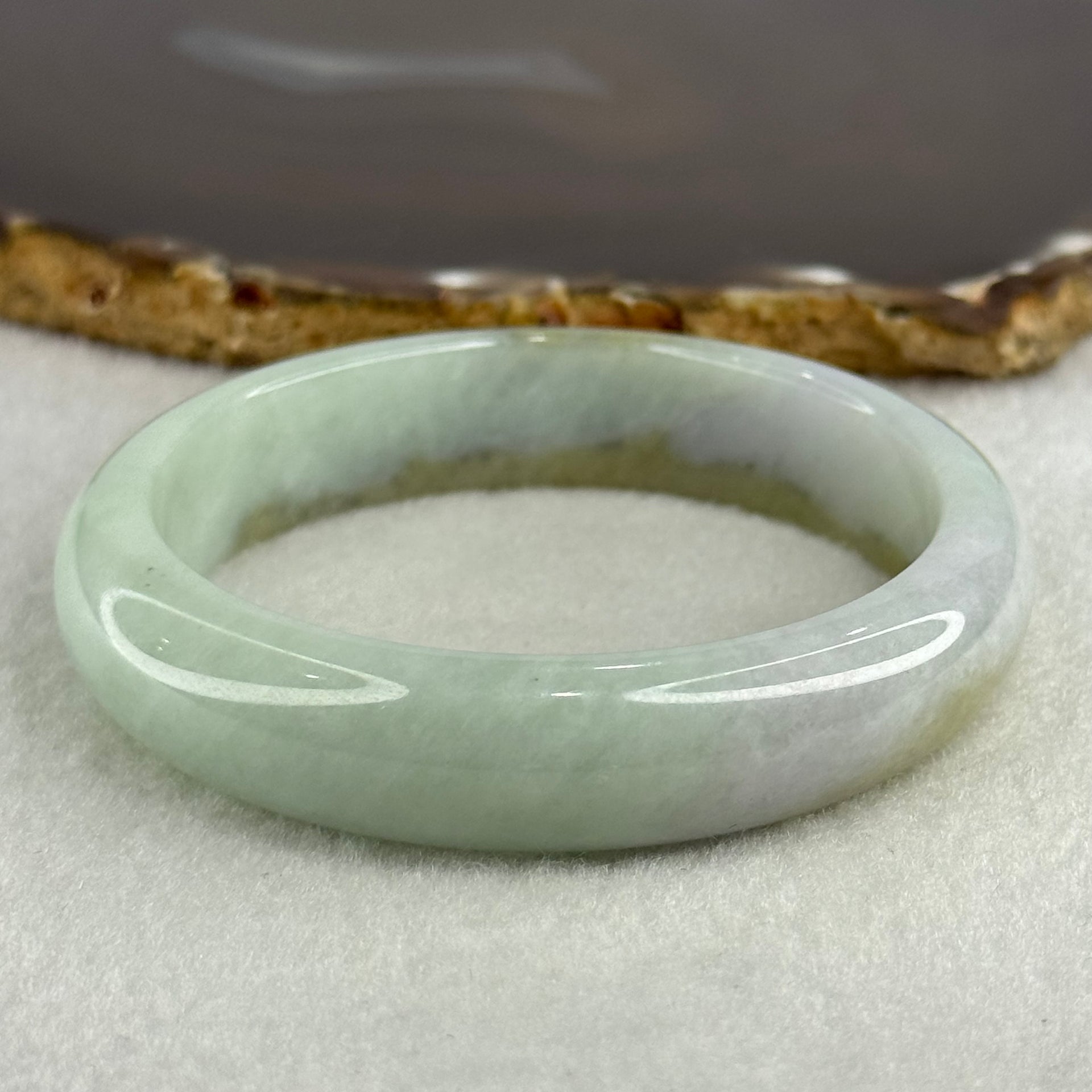 Type A Light Blueish Green with Brown and Lavender Jadeite Bangle Internal Diameter 58.3mm 58.11g 14.0 by 7.7mm (Slight Internal Lines) - Huangs Jadeite and Jewelry Pte Ltd