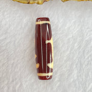 Natural Powerful Tibetan Old Oily Red and Yellowish White Agate Guan Yin Dzi Bead Heavenly Master (Tian Zhu) 观音天诛 7.95g 38.3 by 11.2mm - Huangs Jadeite and Jewelry Pte Ltd