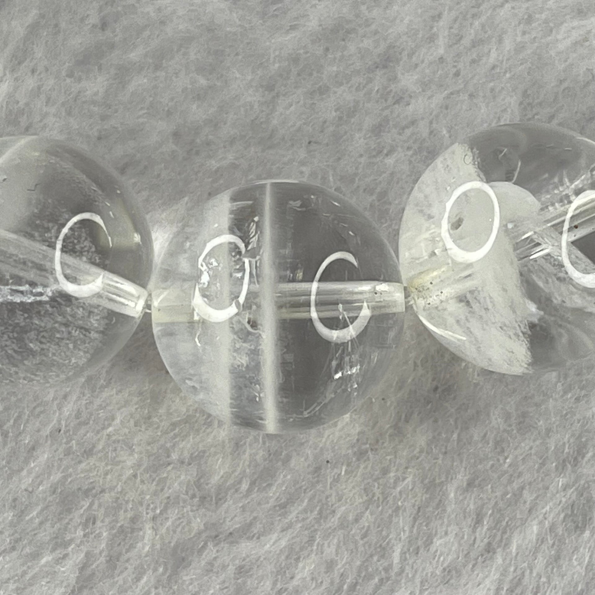 Natural White Phantom Quartz Beads Bracelet 52.69g 18.5cm 13.9mm 16 Beads - Huangs Jadeite and Jewelry Pte Ltd