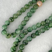 Type A Green with Dark Green Piao Hua Jadeite Beads Necklace 70.43g 76cm 7.5mm 108 Beads - Huangs Jadeite and Jewelry Pte Ltd