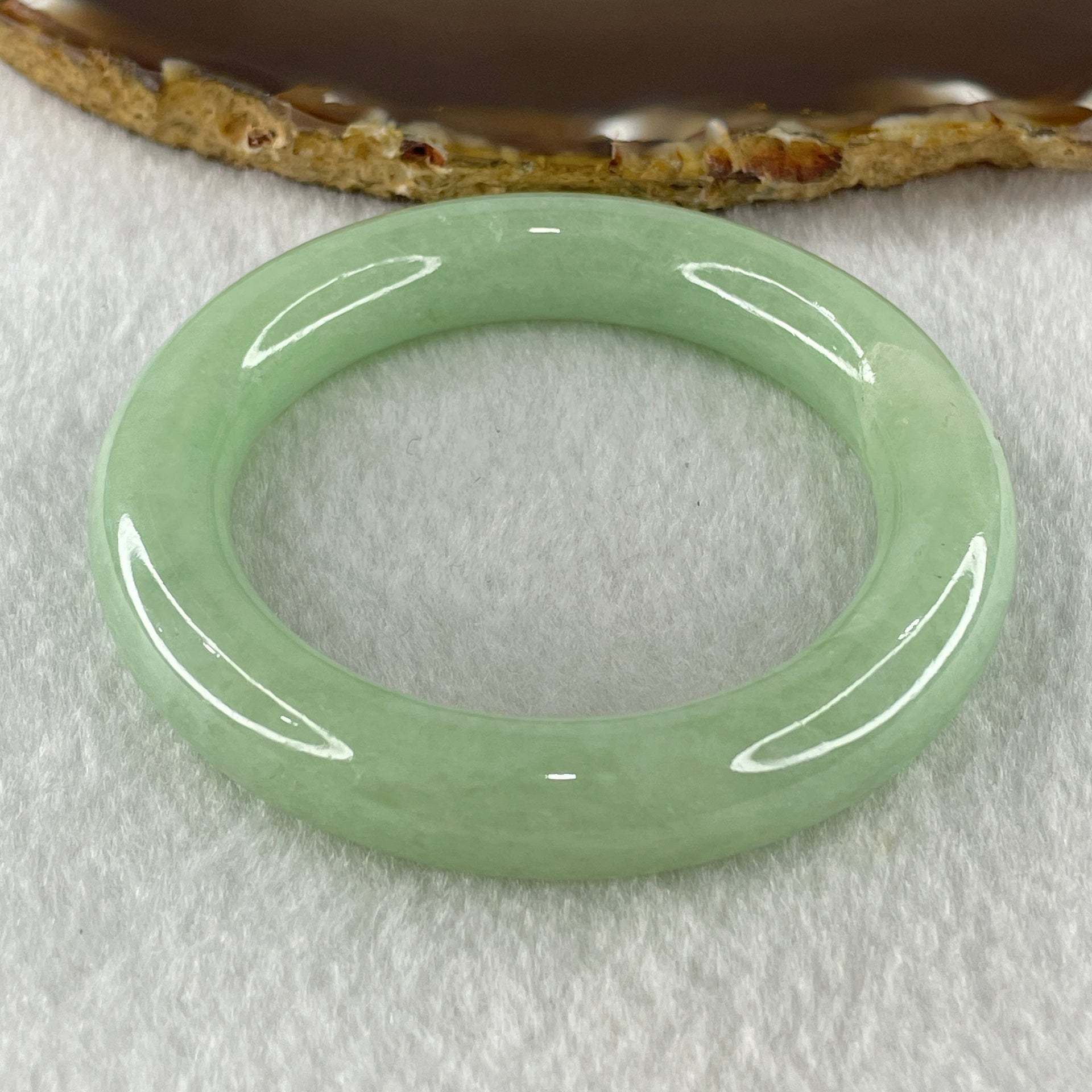 Natural Type A Full Apple Green Jadeite Bangle 61.62g Inner Diameter 50.1mm 11.5 by 11.3mm (External and Internal Lines) - Huangs Jadeite and Jewelry Pte Ltd