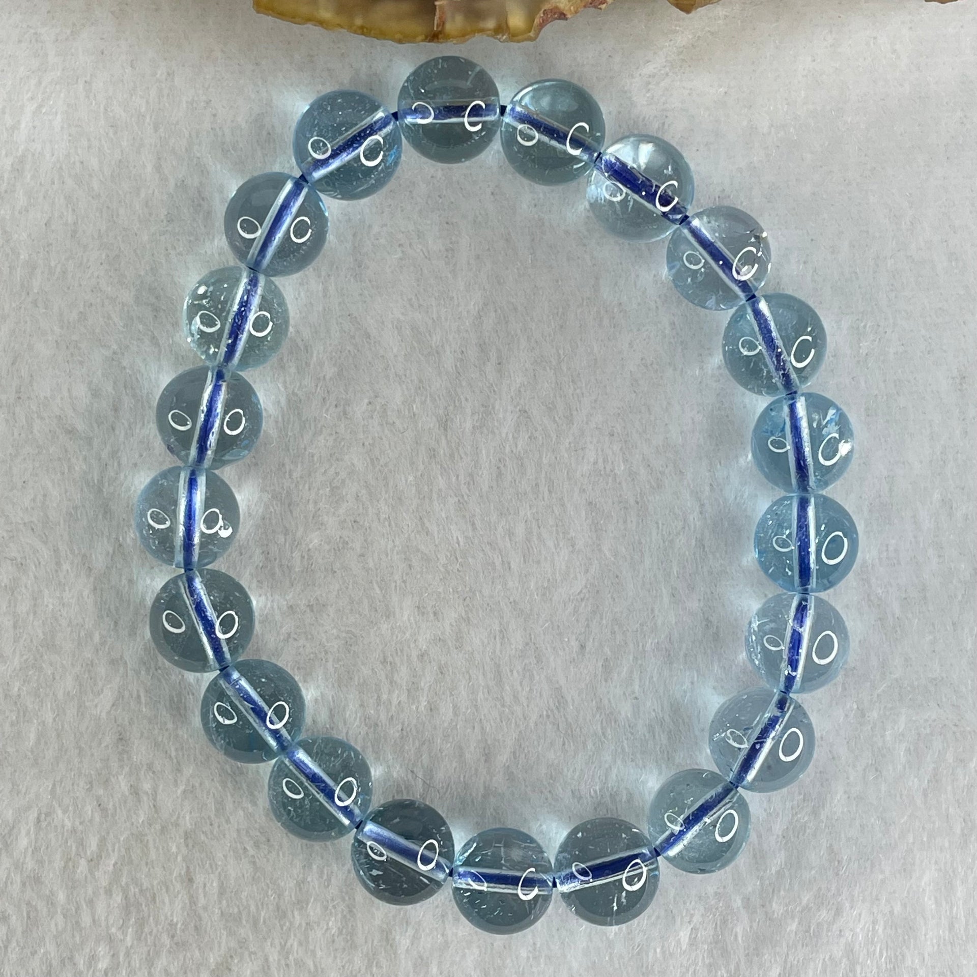 Good Grade Natural Blue Topaz Beads Bracelet 29.22g 15.5cm 9.3mm 21 Beads - Huangs Jadeite and Jewelry Pte Ltd