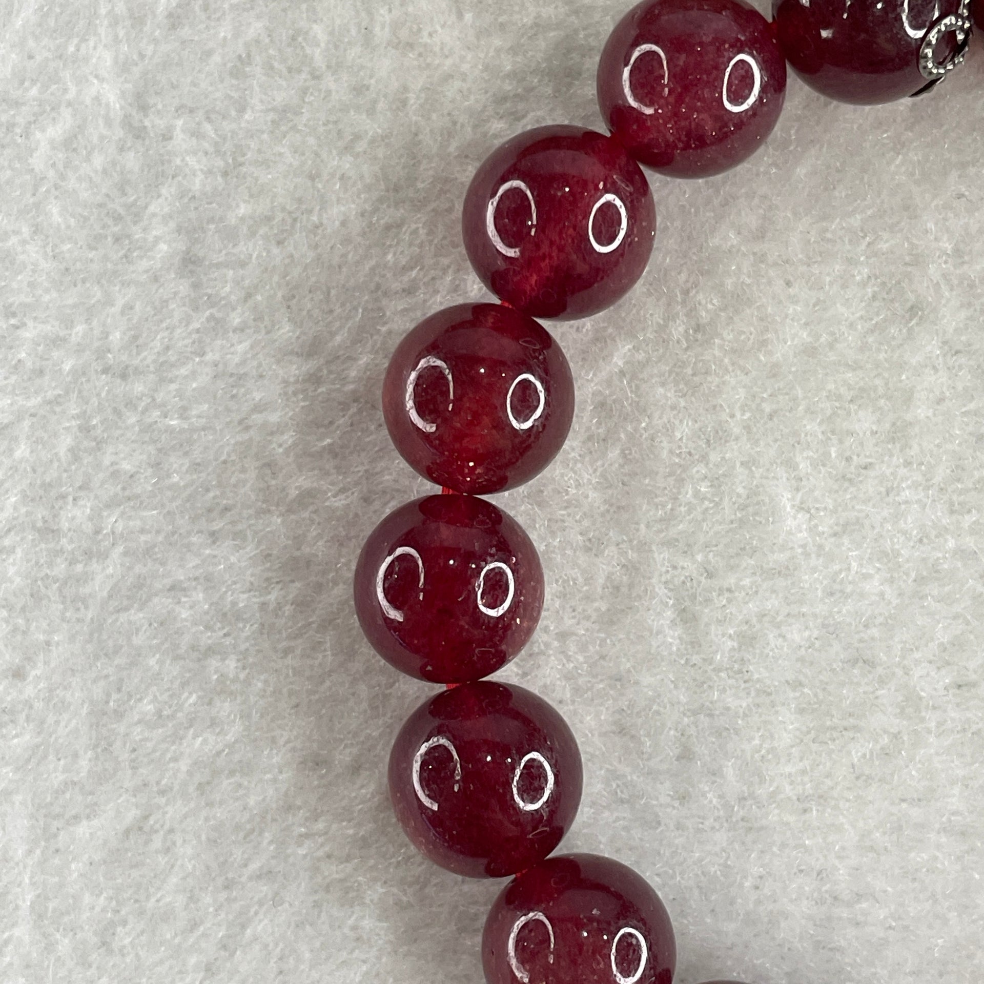 Natural Strawberry Quartz Beads Bracelet 27.62g 15.5cm 10.1mm 18 Beads - 12.3mm 1 Bead - Huangs Jadeite and Jewelry Pte Ltd