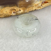 Type A Semi Icy Grey with Black Piao Hua Jadeite Ping An Kou Donut Charm Pendant 3.04g 15.0 by 6.5mm - Huangs Jadeite and Jewelry Pte Ltd