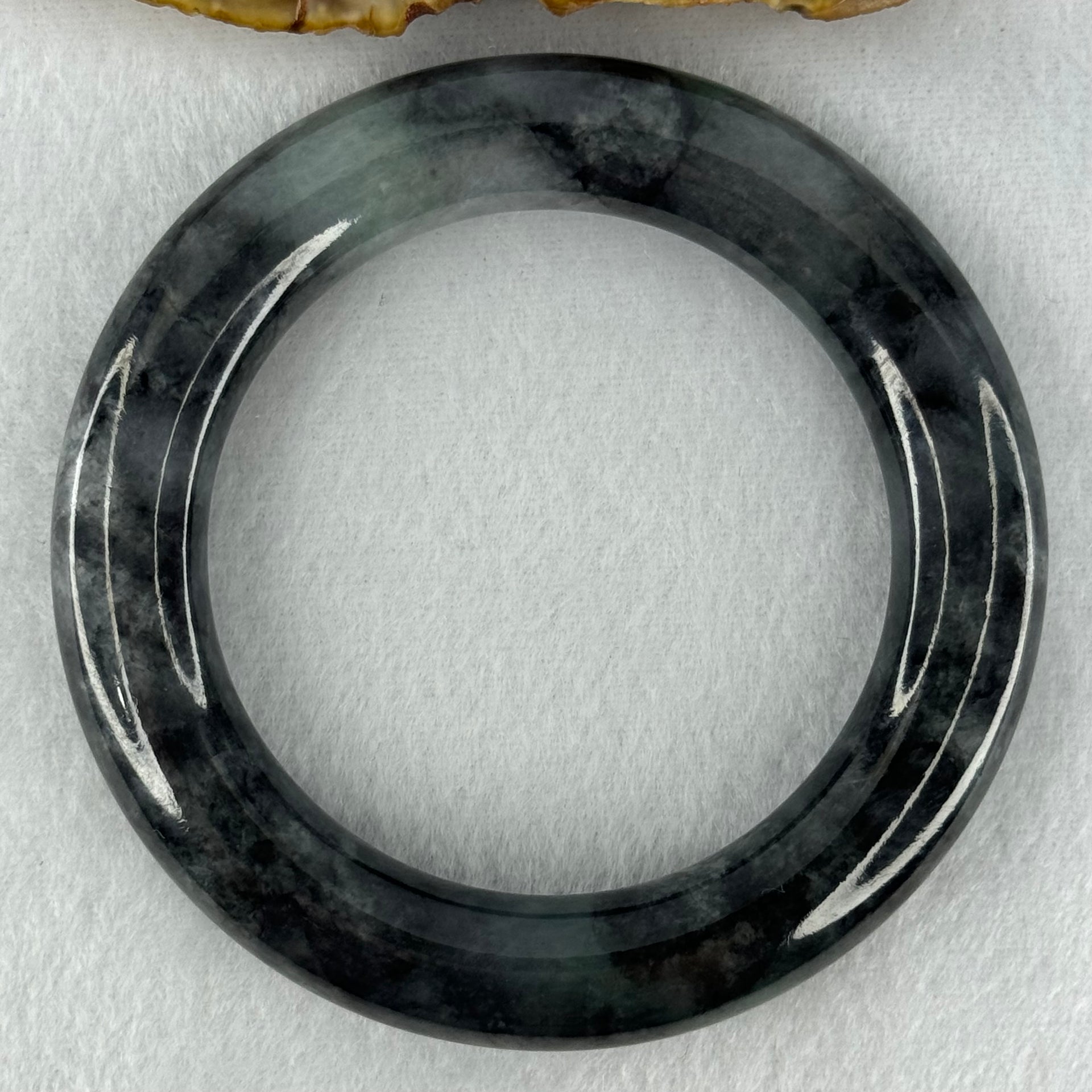 Type A Slightly Translucent to Opaque Wuji Black and Green Jadeite Bangle Internal Diameter 56.0mm 89.69g 12.5 by 13.0mm (Very Slight Internal Lines) - Huangs Jadeite and Jewelry Pte Ltd