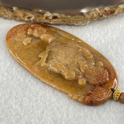 Grandmaster Type A Brown with Reddish  Patches Jadeite Cai Shen with Tong Zi Ingot and Dragon  Pendant 吉星高照 48.68g 76 by 39.7 by 6.3mm - Huangs Jadeite and Jewelry Pte Ltd