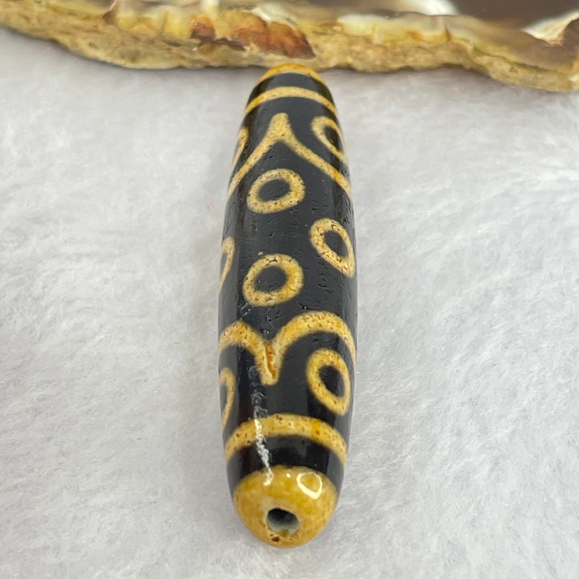 Natural Powerful Tibetan Old Oily Dark and Light Brown Agate 15 Eyes Dzi Bead Heavenly Master (Tian Zhu) 十五眼天诛 14.65g 58.1 by 13.0mm - Huangs Jadeite and Jewelry Pte Ltd