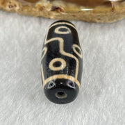 Natural Powerful Tibetan Old Oily Dark Brown with Yellowish White Agate 9 Eyes Dzi Bead Heavenly Master (Tian Zhu) 九眼天诛 7.02g 28.1 by 12.6mm - Huangs Jadeite and Jewelry Pte Ltd