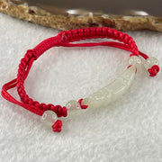 Type A Light Green Jadeite Scholarship Brush in Red String Bracelet 5.57g 6.7 by 7.5 by 33.5mm - Huangs Jadeite and Jewelry Pte Ltd