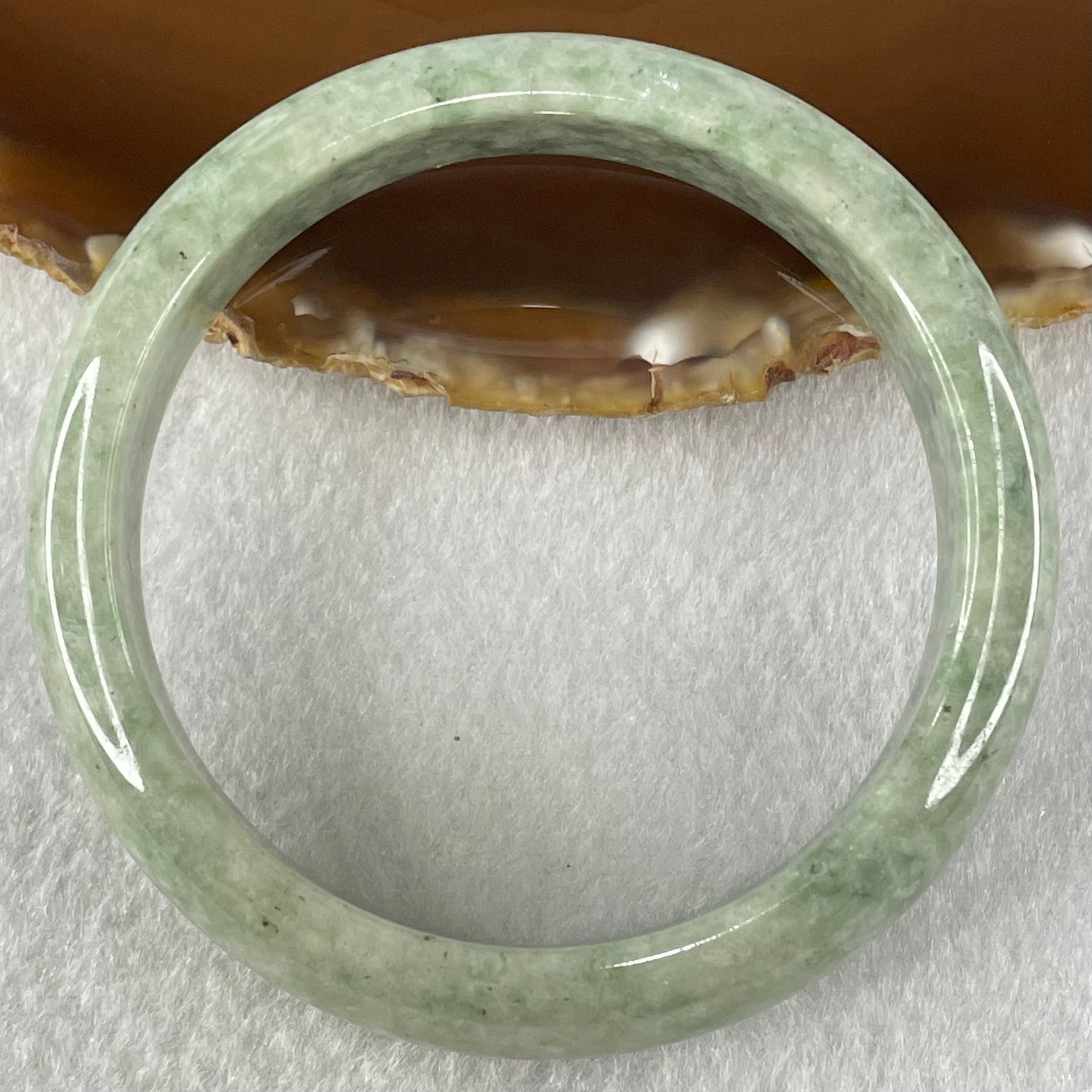 Type A Green Dou Qing Jadeite Bangle 51.01g Internal Diameter 57.8mm 13.7 by 7.8mm (Close to Perfect) - Huangs Jadeite and Jewelry Pte Ltd