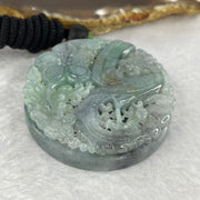 Grandmaster Certified Type A Semi Icy Sky Blue with Wuji Lavender with Black Patches Jadeite Phoenix and Flowers Pendent 71.76g 51.0 by 13.0 mm - Huangs Jadeite and Jewelry Pte Ltd