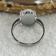 Type A Lavender Cabochon Jadeite in S925 Sliver Ring (Adjustable Size) 2.72g 13.6 by 10.4 by 6.0mm - Huangs Jadeite and Jewelry Pte Ltd