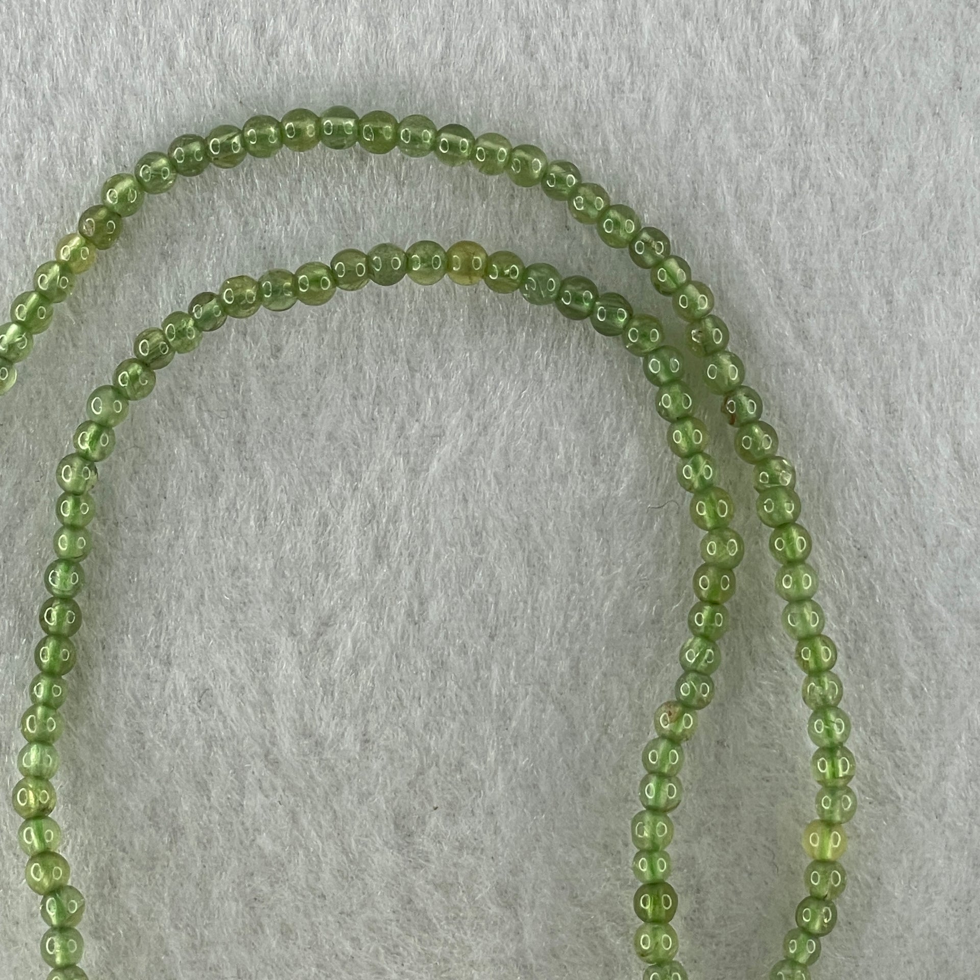 Natural Green Peridot Beads Necklace 8.59g 52cm 3.2mm 204 Beads - Huangs Jadeite and Jewelry Pte Ltd