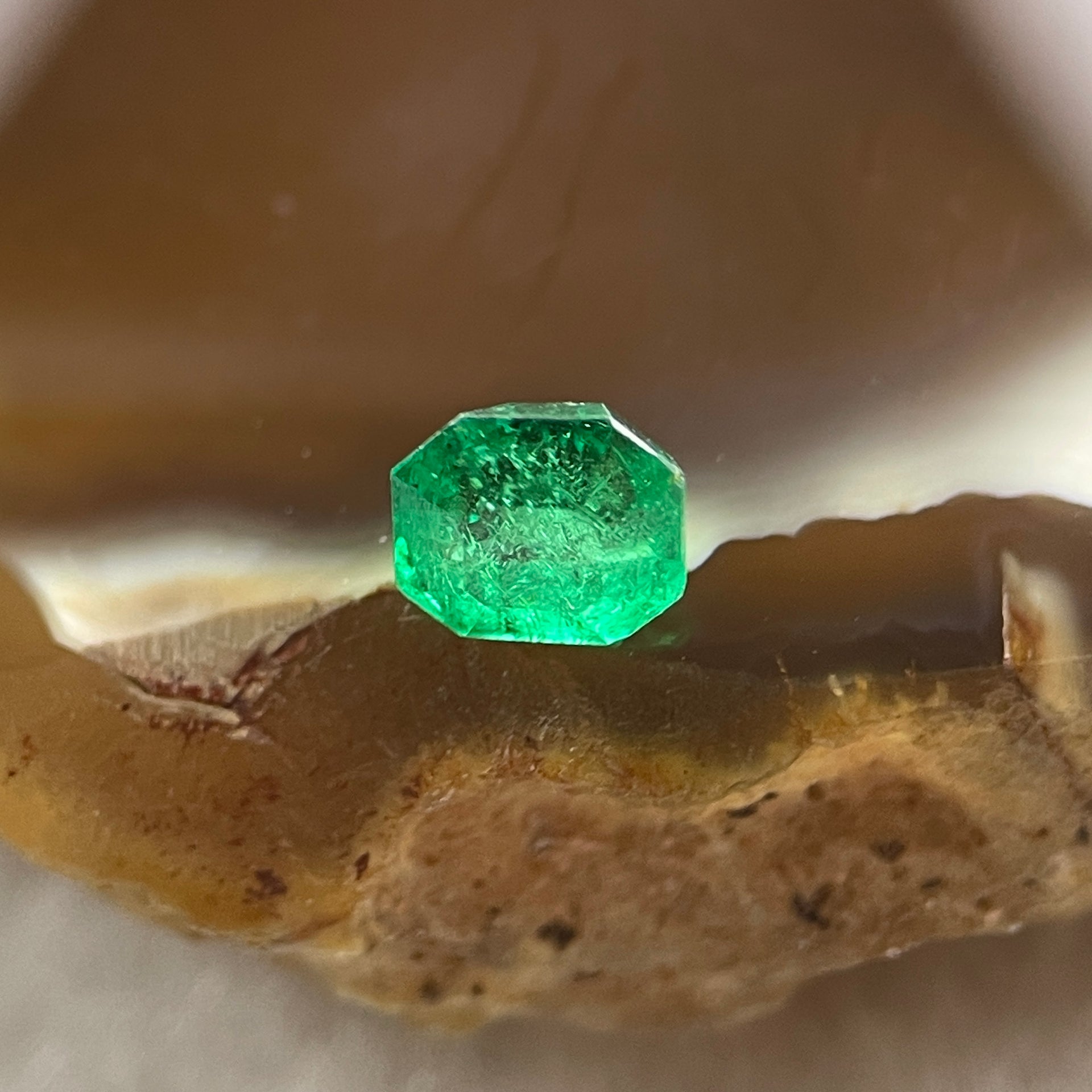 Natural Colombia Vivid Green Emerald (Beryl) Cut-Cornered Rectangular Step cut 0.44ct 4.5 by 4.0 by 3.8mm - Huangs Jadeite and Jewelry Pte Ltd