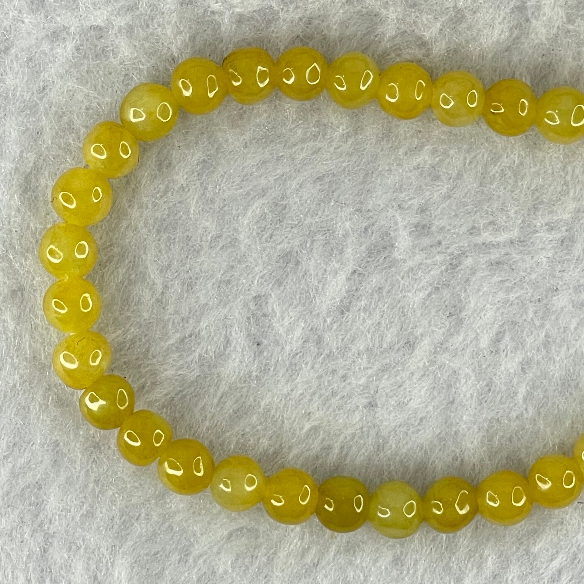 Type A Yellow Jadeite Beads Necklace 26.45g 60cm 5.2mm 124 Beads (Burned) - Huangs Jadeite and Jewelry Pte Ltd