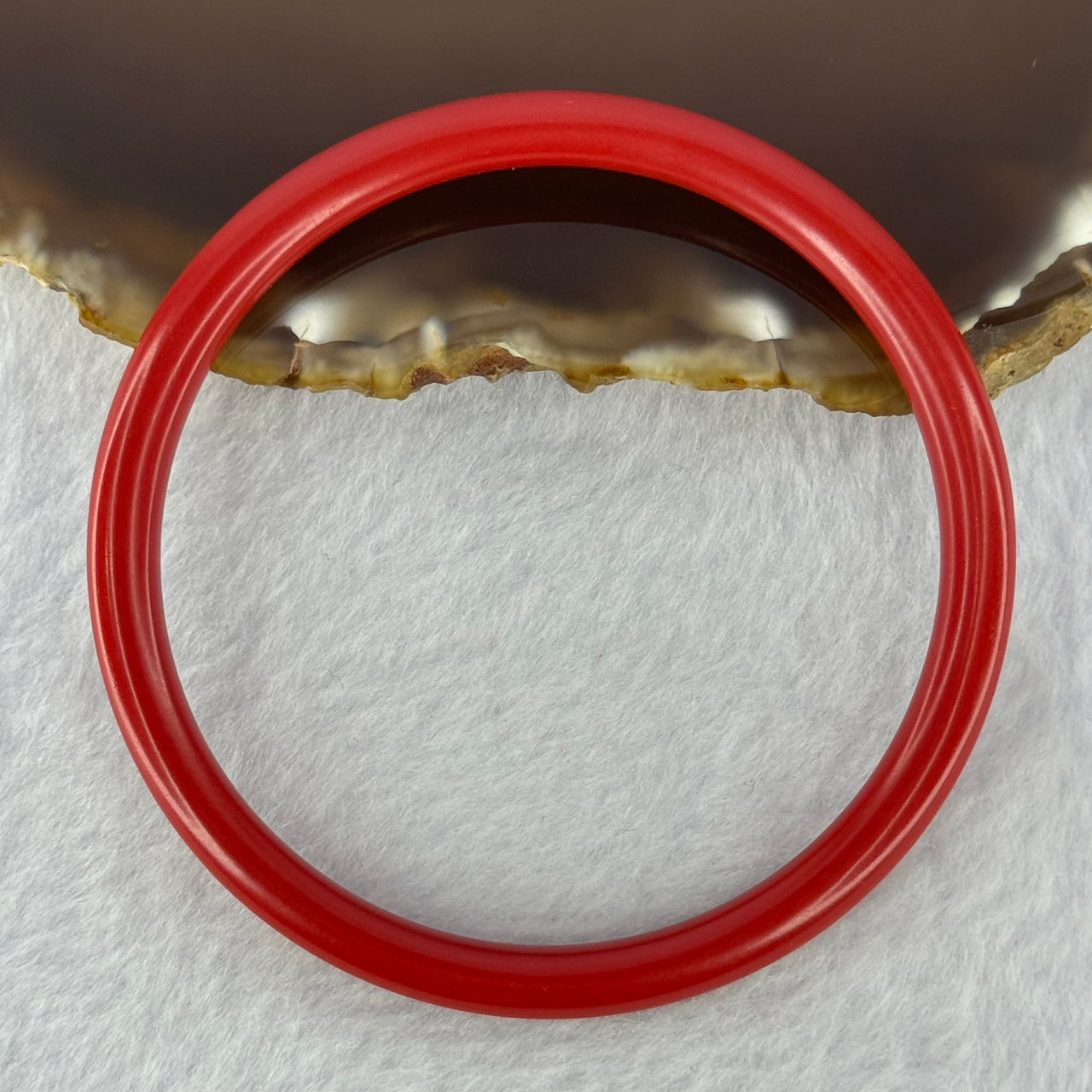 Natural Red Cinnabar Bangle 16.50g Internal Diameter 56.4mm 5.3 by 5.6mm - Huangs Jadeite and Jewelry Pte Ltd