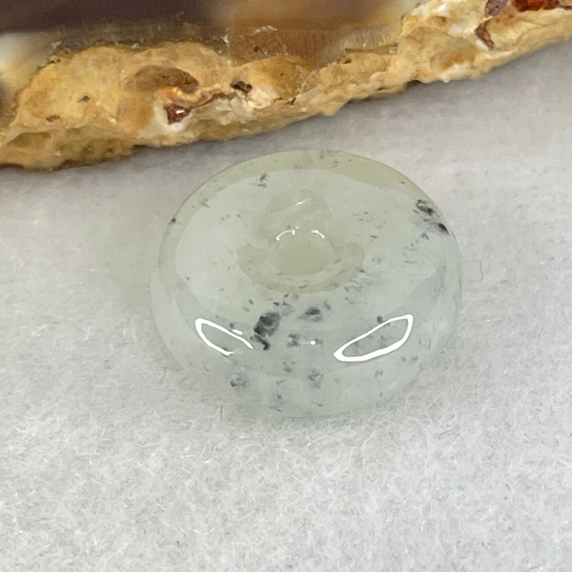 Type A Semi Icy Grey with Black Piao Hua Jadeite Ping An Kou Donut Charm Pendant 3.04g 15.0 by 6.5mm - Huangs Jadeite and Jewelry Pte Ltd