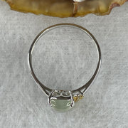 Type A Glassy Type Jade Jadeite Hulu Ring with 18k White Gold 1.60g 8.5 by 6.3 by 1.8mm US6.5 HK14 - Huangs Jadeite and Jewelry Pte Ltd