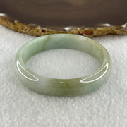 Natural Type A Light Green Faint Lavender Jadeite Oval Bangle 37.26g Inner Diameter 53.8mm 12.2 by 7.0mm (Slight Internal Lines) - Huangs Jadeite and Jewelry Pte Ltd
