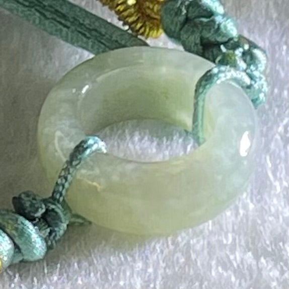 Type A Blueish Green Jadeite Ping An Kou String Bracelet 2.96g 15.1 by 6.1mm - Huangs Jadeite and Jewelry Pte Ltd